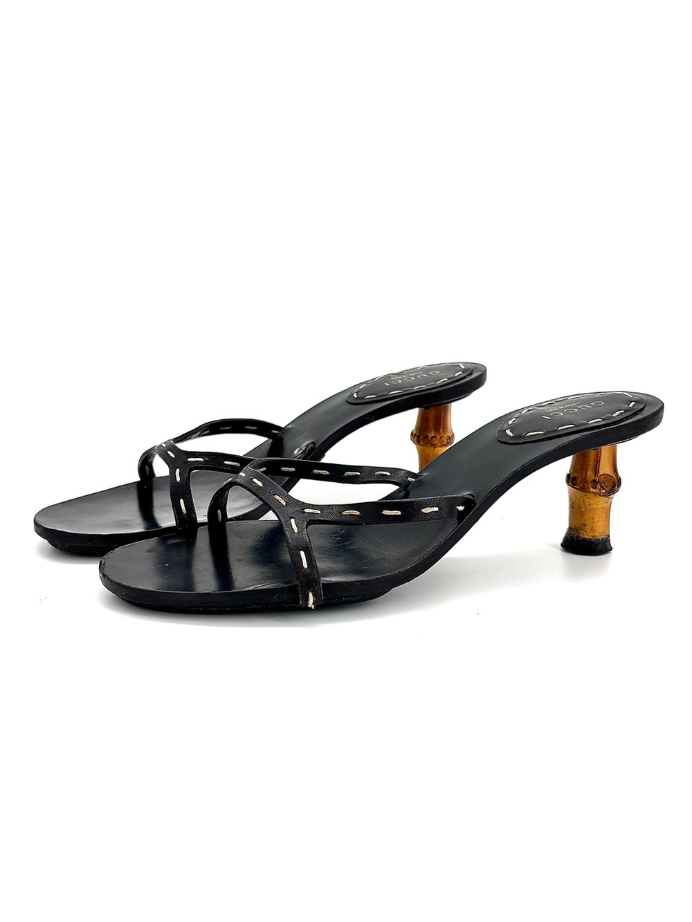 Gucci Vintage Tom Ford SS 2002 Bamboo Heel Slip On Mules Sandals 6.5